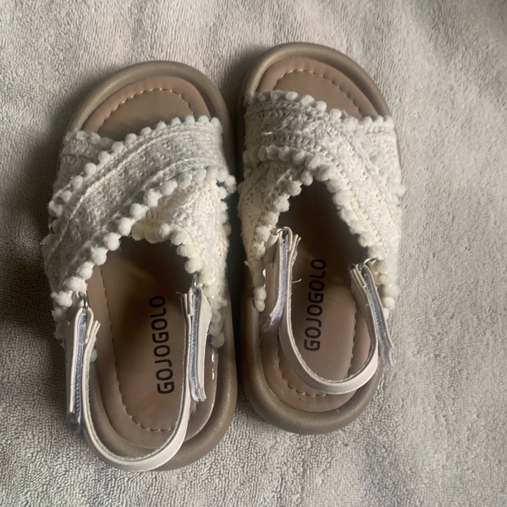 White Sandals with Pearl Beaded Straps